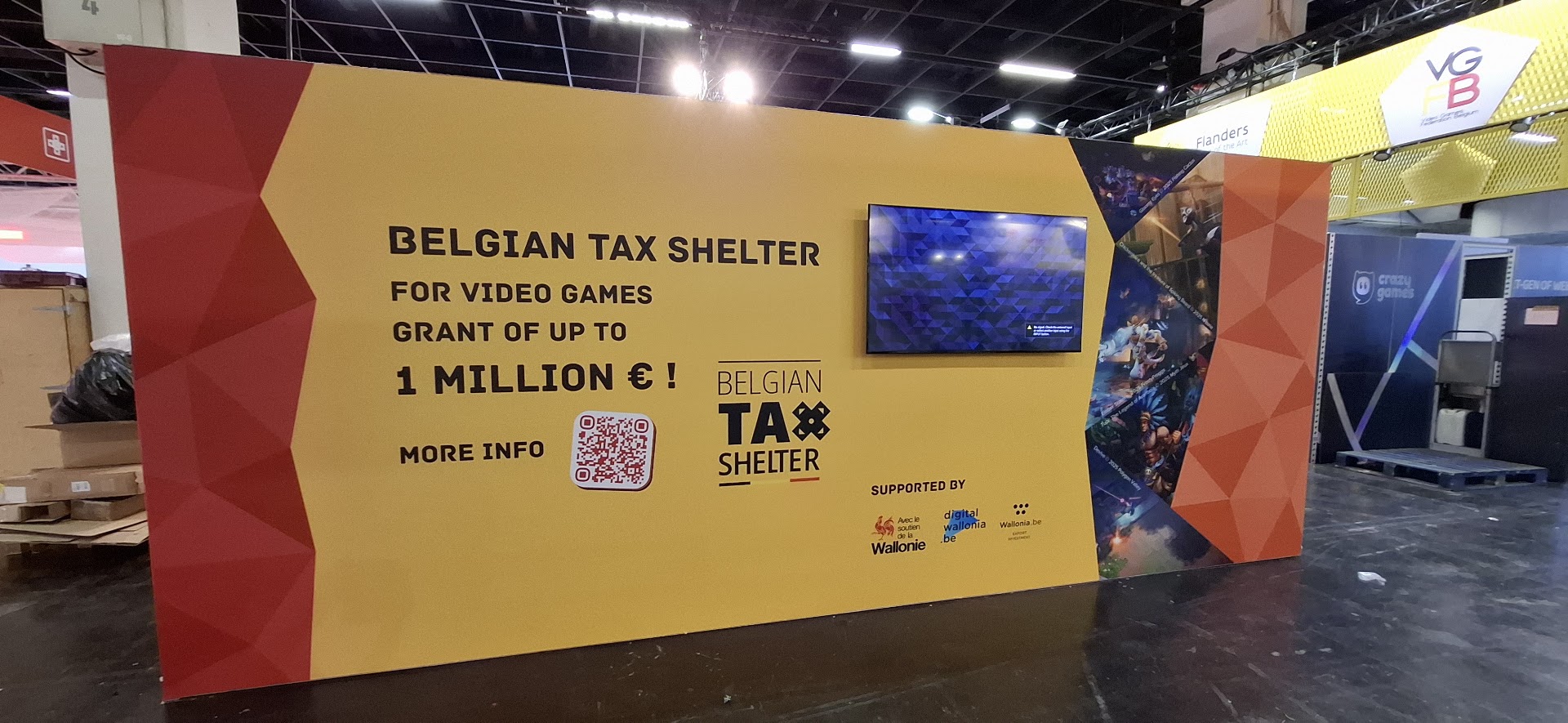 Exterior screen wall of the WALGA stand at gamescom 2025